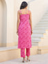 Janasya Women's Pink Pure Cotton Floral Printed Straight Kurta Pant Set